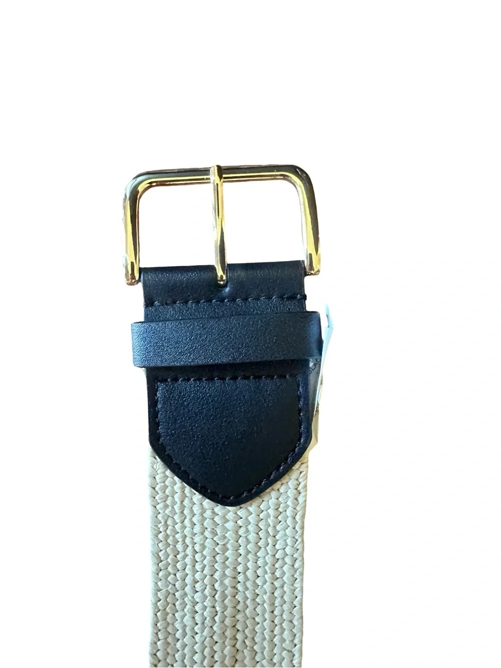 Target Light Yellow Straw Fabric Belt with Black Tabs